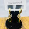 Bow & Glow – Elegant Green Drop Earrings