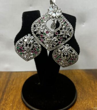 Crystal Bloom – Statement Set in Silver Shine