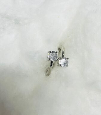 Twin Spark: Elegant Silver Duo Ring