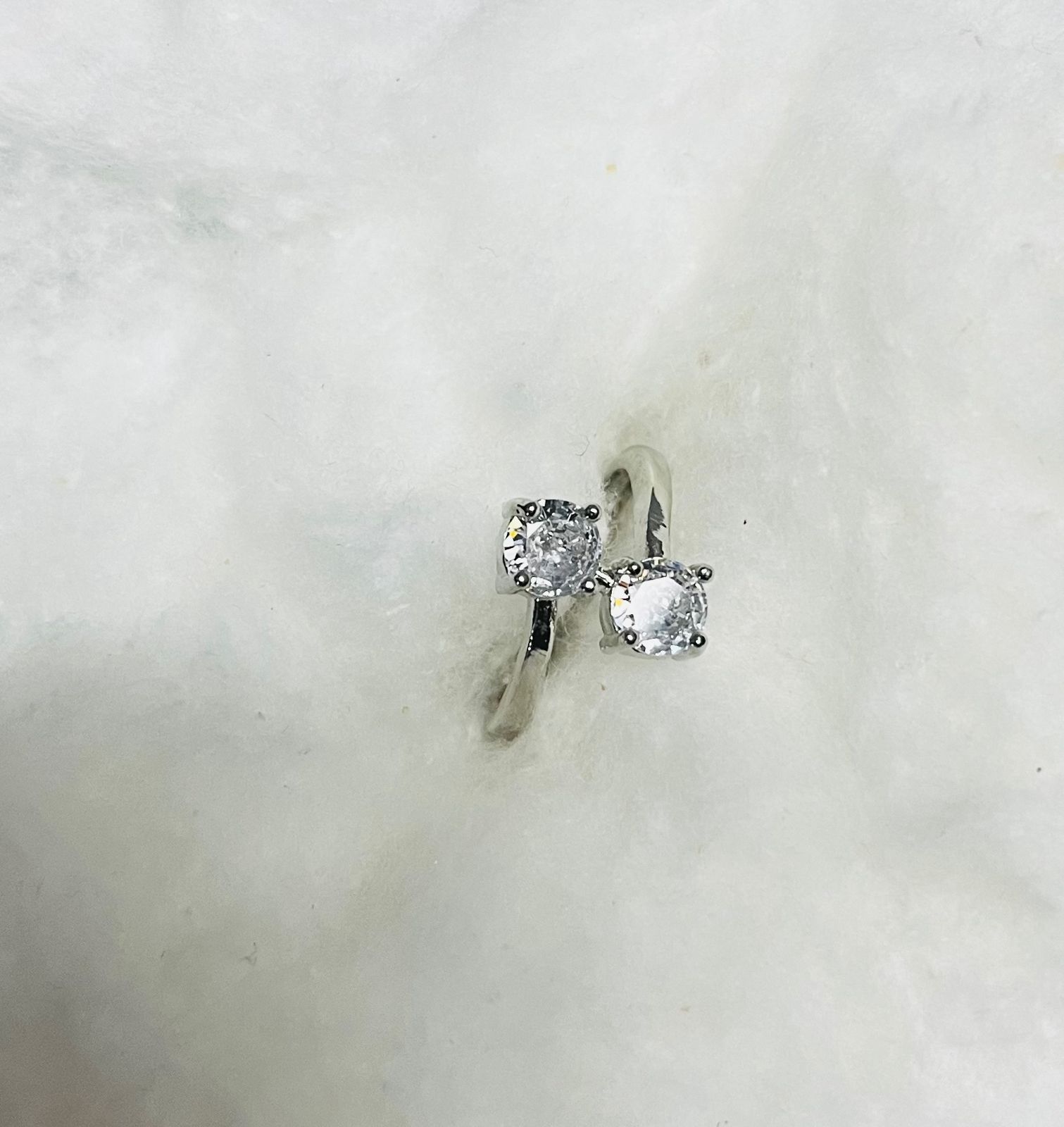 Twin Spark: Elegant Silver Duo Ring